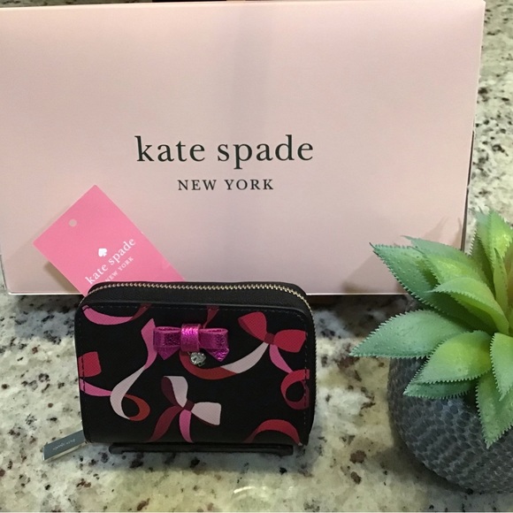 Kate Spade Handbags - 💝Host Pick💝Kate Spade NY Wrapping Party Small Zip Cardcase Black Multi NWT